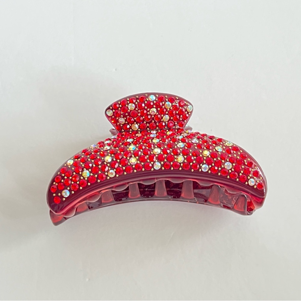 Vintage deep Red Swarovski Crystal Hair Claw Clip
